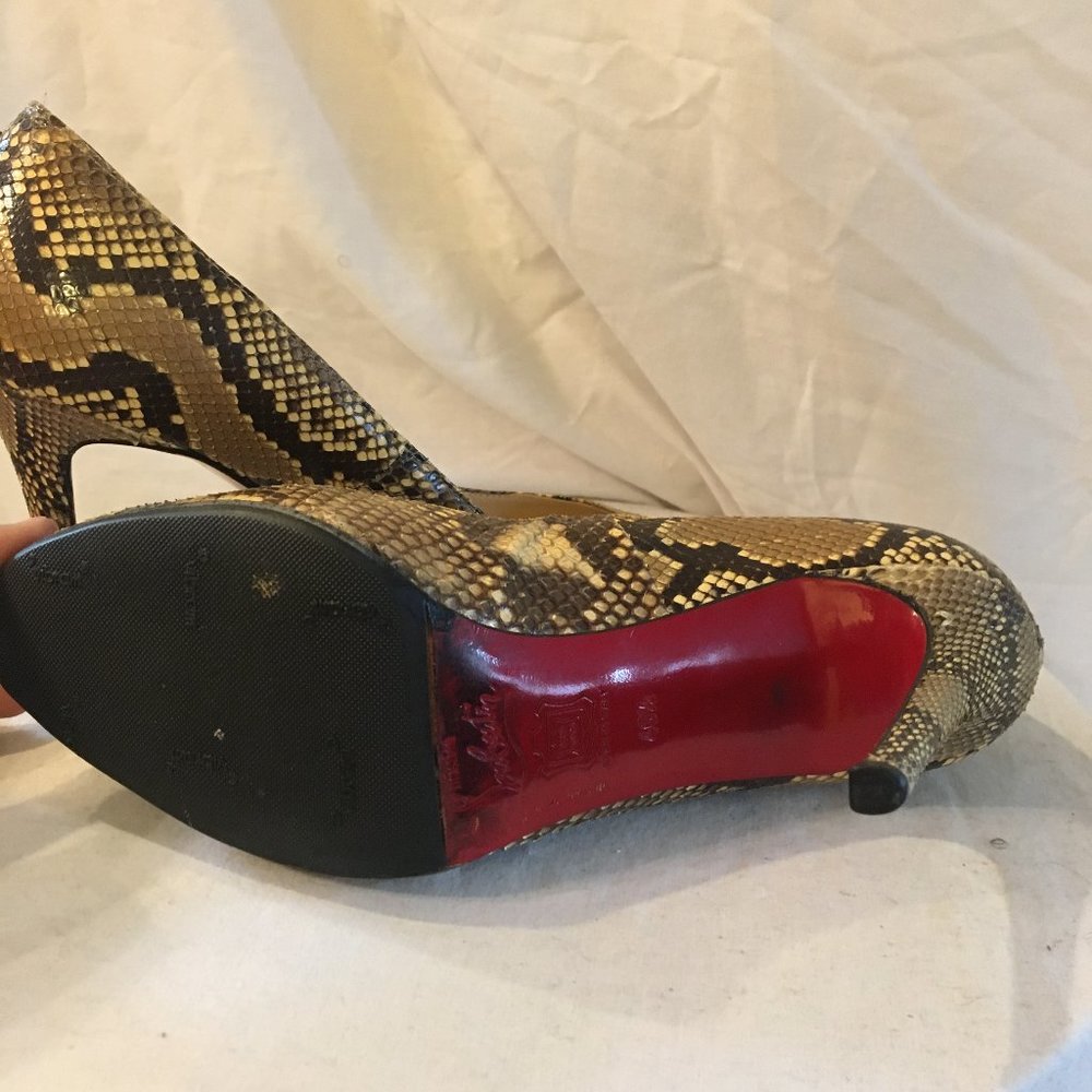 Christian Louboutin Round Toe Snakeskin Pumps - Picture 10 of 11